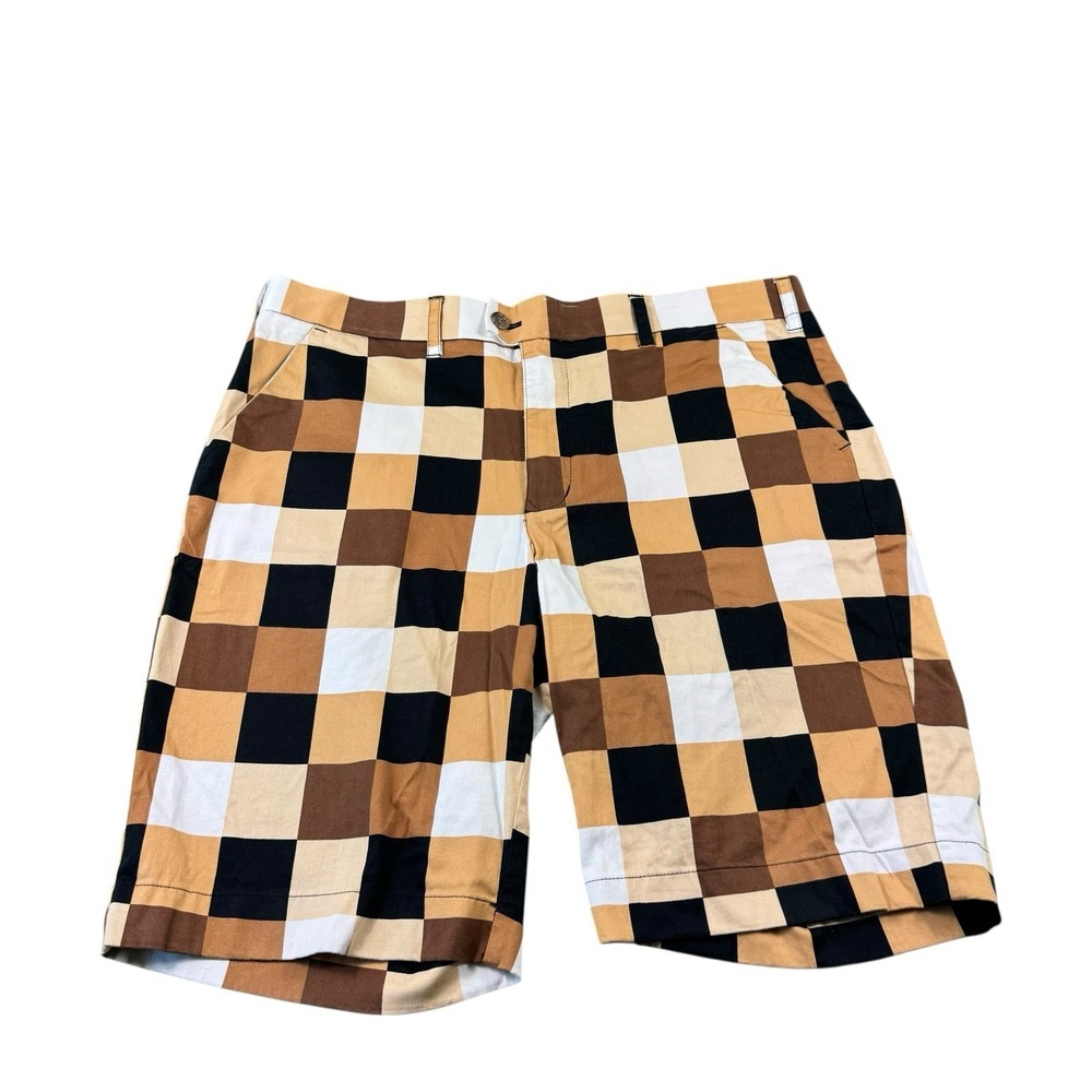 Loudmouth Golf Brown‎ Black White Check Cotton Golf Short Size 36